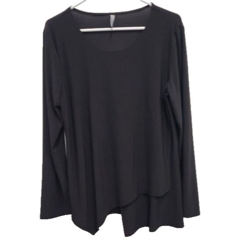 Last Tango Womens Tunic Top‎ Large Black Layered Long Sleeve Minimalist Capsule